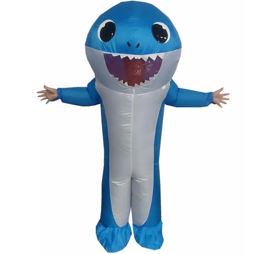 Inflatable Costume Adult Blow Up Shark Costume For Halloween Birthday Gift Role Playing Game Party Costumes (BLUE)