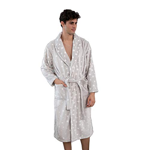 qingduomao Men's Luxurious Plush Shawl Collar Robe Warm Kimono Spa Bathrobe Christmas Gift for Men (Spot1, Small-Medium)