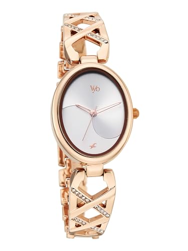 Image of Fastrack Vyb Charmer with Quartz Analog Silver Dial Rose Gold Strap Watch for Girls - FV60126WM01W