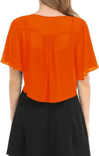Image of Women's Solid Puff Sleeve Kimono Short Cardigan Loose Cover Up Casual Blouse Top Chiffon