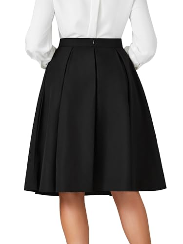 Women's A Line Pleated High Waisted Midi Skirts with Pockets2