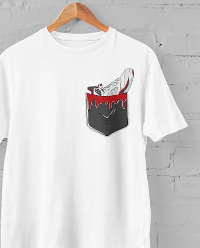 AJ 5 Fire Red 5s Black Tongue Shirt, in Pocket, Shirts Match Sneakers 2D Sneaker T-Shirt Tee4