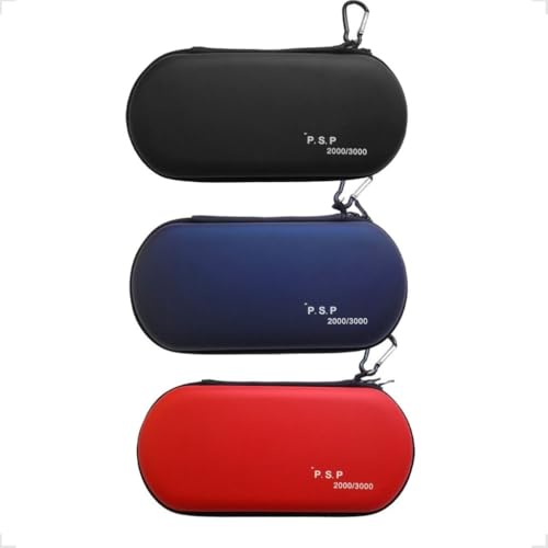 JSX Estojo Protetor para PSP 1000/2000/3000, Case de EVA, Preto, com Alça de Pulso, para Console Sony PlayStation Portable
