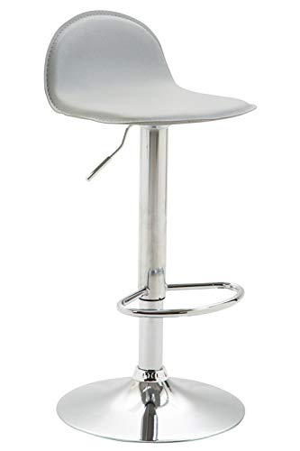 CLP Taburete De Bar Lana V2 En Simil Cuero con Respaldo & Reposapiés I Silla Alta Moderna & Regulable En Altura I, Color:Gris