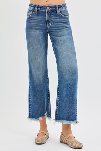 Dreamkue-Risen Women's High Rise Cropped Straight Leg Jeans2