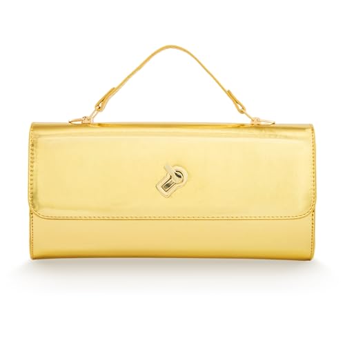 Image of BRYCTSISEN Women Metallic PU Leather Evening Clutch Purse Handbag Crossbody Shoulder Bag Square Box Bag Chic Handbag