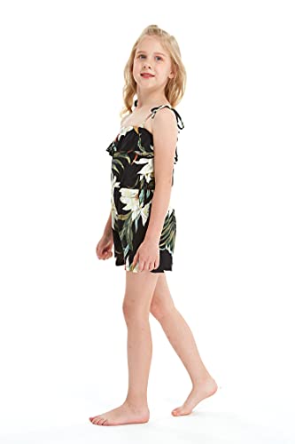 Image of Family Matching Hawaiian Clothes, Wispy Cereus Black | Lightweight 100% rayon • Family matching outfits • Tropical floral print • Beach vacations • Luaus • Cruises • Family photos