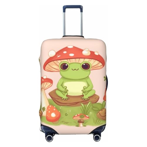 Cute Frogs And Mushrooms Travel Luggage Cover Elastic Washable Suitcase Protectors Anti-Scratch Suitcase Covers Luggage Protector Fits 18-32 Inch Suitcases