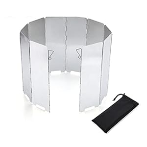 Pare-brise de Camping, Pare-Vent Pliable Aluminium, 10 Plaques Pare-Vent Pliable, Ultra Iéger Portable Cuisinière pour Rechaud de Camping, Pique-Nique Cuisinière à Gaz etc(Argent)