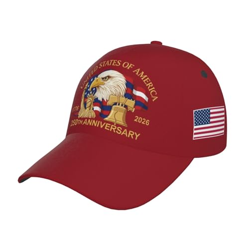 Image of USA-250th-Wine-Red Baseball Cap Trucker Cap Adjustable Sportswear Hat for Men Women Adults