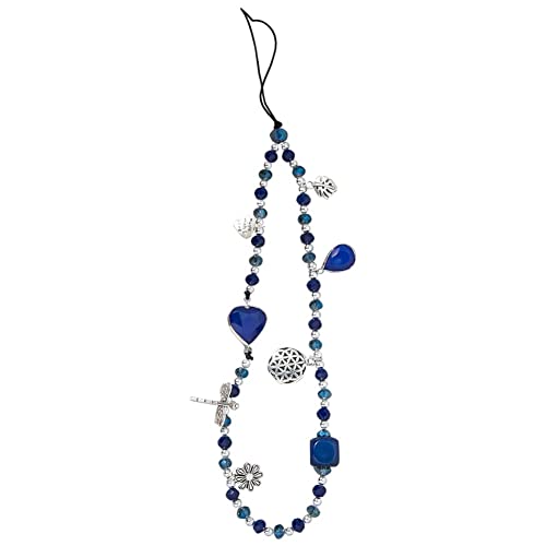 EUBUY Beaded Phone Lanyard Wrist Strap, Handmade Crystal Beaded Phone Charm Beaded Phone Chain Strap for Women Girls