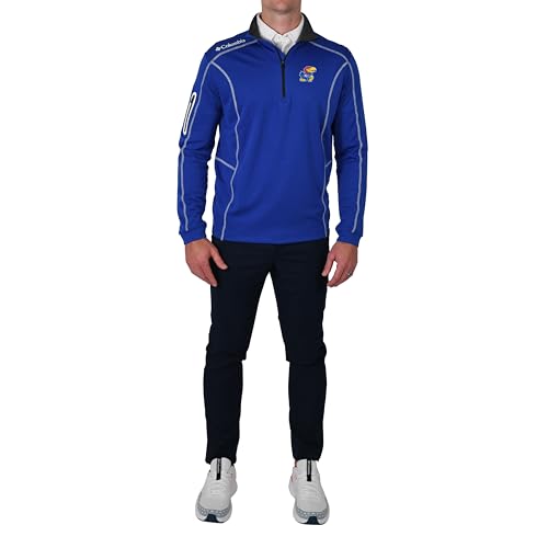 Columbia Univ of Kansas Golf Men's Lightweight Casual Golf Shotgun Pullover