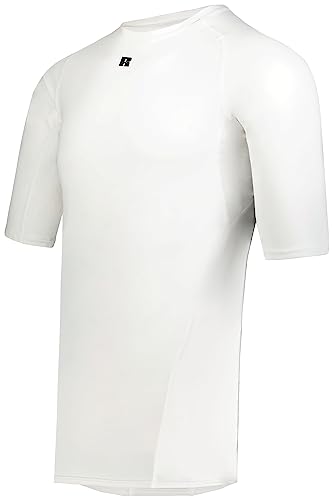 Russell Athletic Men's Standard Coolcore Half Sleeve Compression Tee, White, Medium