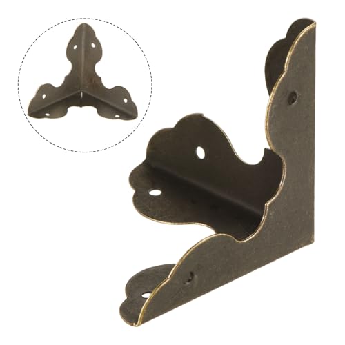 Image of uxcell 33x33x33mm Metal Box Corner Protectors Edge Guard Iron Bronze Tone 12pcs