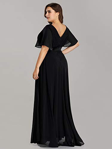 Ever-Pretty Women's Double V-Neck Chiffon Formal Dresses Plus Size Bridesmaid Dress 09890-DA2