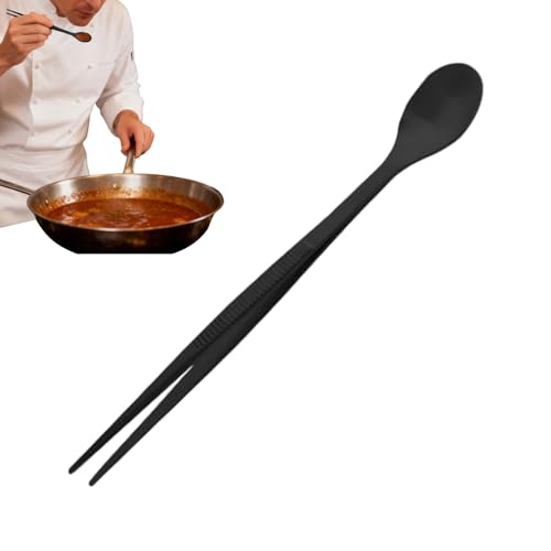 Cucchiaio da degustazione, in acciaio inox resistente, cucchiaio da degustazione con manico lungo con pinzette, per gli appassionati di cottura e professionisti della preparazione di pasti, ristoranti
