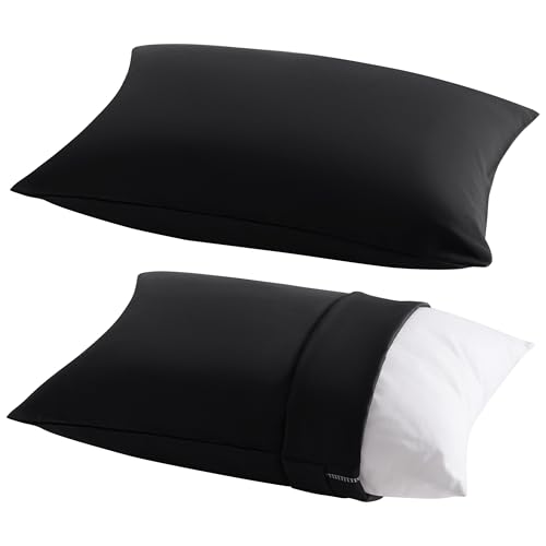 Image of NTBAY 2 Pack Pillows with Pillowcases, Soft Cotton Down Alternative 14x20 Envelope Pillows for Sleeping in Crib Bed - Machine Washable - Breathable Travel Pillow, Black