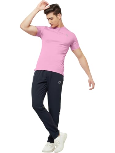 Image of TRUEREVO Mens Solid Half Sleeve Round Neck Sports T Shirt Polyester Fabric with Reflective Details for Gym Training Workout Running