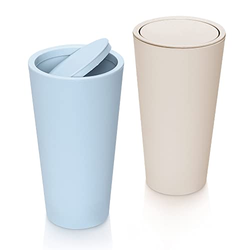 LYCXAMES 2 Pcs Poubelle Auto Voiture, Poubelles de Voiture avec Rotative Couvercle,Plastique Portable Étanches Poubelle,Mini Organisateur de Boîte de Rangement pour L'intérieur Voiture/Bureau/Maison Cover