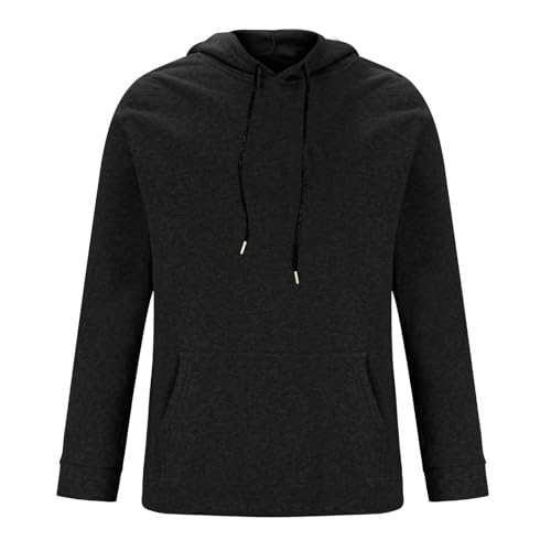 FZYLQY Men Pullover Hoodie Sweatshirt Casual Long Sleeve Solid Color Hooded Tops with Kangaroo Pocket Lightweight Streetwear3