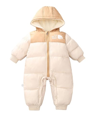 JiAmy Baby Schneeanzug, Baby Jungen Mädchen Winter Overall Strampler Neugeborenes Schneeoverall Weiß 18-24 Monate