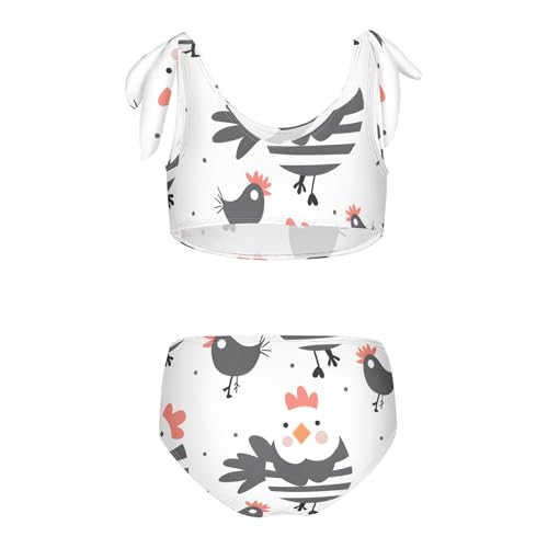 Girls' Bikini Set, Cute Chickens Black Kids Swimsuit 2 Pcs Beach Bathing Suit2