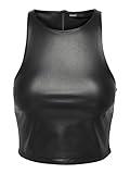Dessus en cuir synthétique ONLY Femme Top sans Manches Simili Cuir, Noir , L