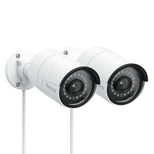 Reolink 5MP PoE CCTV Security Camera with Human/Vehicle Detection, Super HD, Motion Detection, IP66 Waterproof Support Audio IR Night Vision Remote Access, RLC-510A 2Pack White