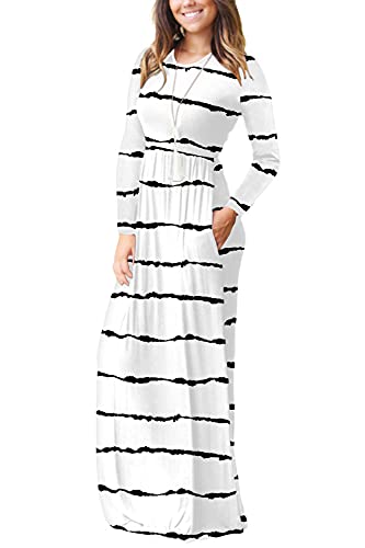 Image of EUOVMY Women's Long Sleeve Loose Maxi Dresses Casual Long Dresses with Pockets