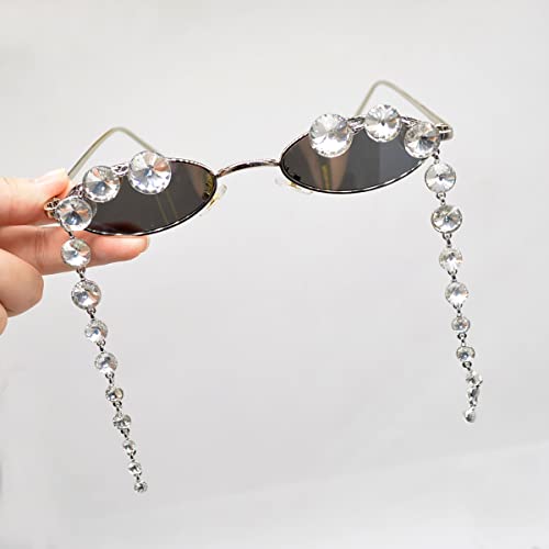 laureles 2023 Fashion Rhinestones Sunglasses Pearl Round Tassel Sunglasses Men Women Punk Sun Glasses4