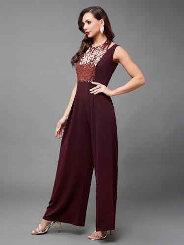 Image of Miss Chase Women's Keyhole Neck Regular Sleeve Regular Length Jumpsuit with Pockets