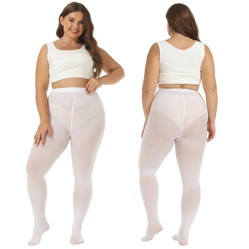 Image of MANZI Women's 2 Pairs Control Top Pantyhose High Waist Plus Size Tights Ultra-Soft