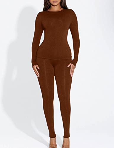 Kaximil Women's Thermal Underwear Fleece Lined Base Layer Long Johns Sets, Medium, Coffee #TOP2