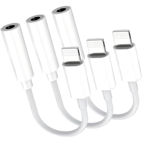 3 Pack [Apple MFi Certified] Lightning to 3.5 mm Headphone Jack Adapter, iPhone 3.5mm Headphones/Earphones Aux Audio Dongle Adapter Compatible for 14/13/12/11/XS/XR/X/8/7, Support All iOS Cover