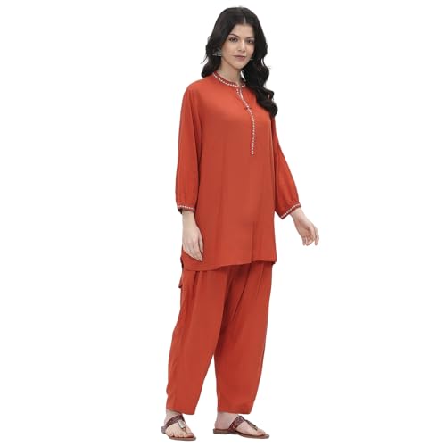 BIBA Viscose Rayon Solid Relaxed Casual Kurta With Palazzo - Price History