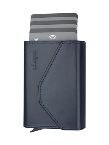pularys Mini Wallet RAVEN - Multifunckion Credit Card Case - Italian Leather - RFID blocking - Size: 6.5 x 10 x 2.5 cm - Space for up to 7 Cards - Classic Design