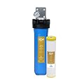 Express Water Whole House Water Filter, 1 Stage Home Water Filtration System, KDF Heavy Metal Filter, Includes Pressure Gauges, Easy Release, and 1 Inch Connections.