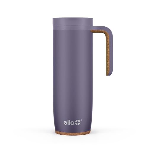 Ello Magnet 18oz Vacuum Insulated Stainless Steel Travel Mug with Side Handle and Leak-Proof Slider Lid and Built-in Coaster