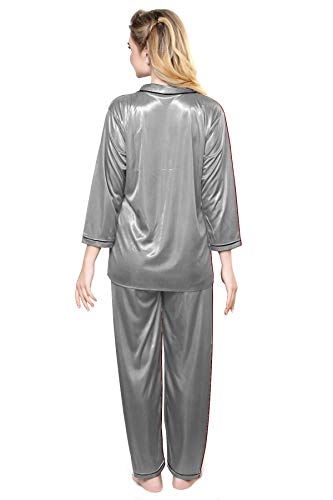 Image of TIGYWIGY Women's Satin Plain /Solid Top and Pyjama Set Pack of 1