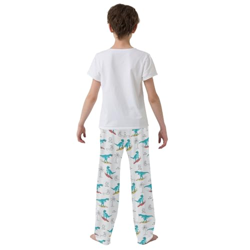 ZZXXB Dinosaur Surf Pattern Boys Long Pants Soft Trousers Elastic Waist Kids Lounge Bottoms with Pockets S-XL3