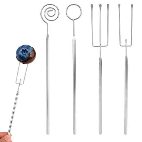 4pcs Chocolate Dipping Tools, Stainless Steel Candy Dipping Fork Spoon Set 