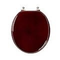 Toilet Seat, Solid Wood, Rubber Wood, High Gloss Finish, Mahogany Red, PIKLiDS (Round)