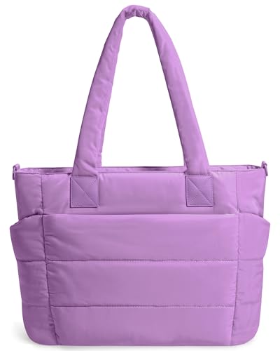 Bolsa feminina acolchoada grande para enfermeiras com zíper para trabalho e viagens, Roxo claro