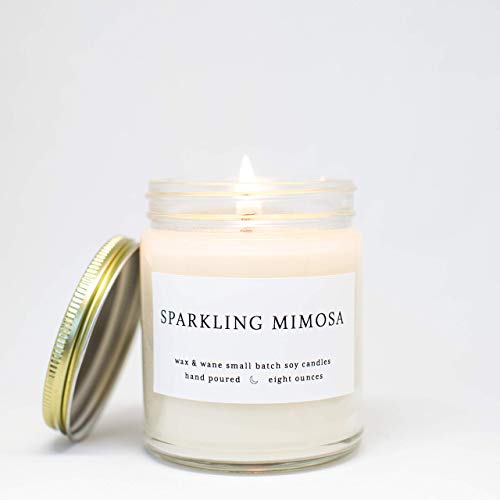 Wax & Wane Sparkling Mimosa Modern Scented Candle - 8 Oz Soy Candles Gifts For Women For Home Décor, 40+ Hours Long Lasting Scented Candles Handmade In The Usa From 100% Natural Soy Wax #TOP3