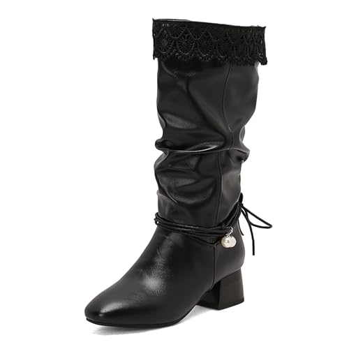 Bottes mi-mollet femme en ville : le confort du talon bloc et du bout carré slouch