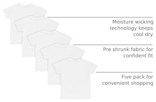 Image of Hanes Boys' Undershirt, EcoSmart White T-Shirts for Boys, Short Sleeve Shirts, 5 or 10- Pack