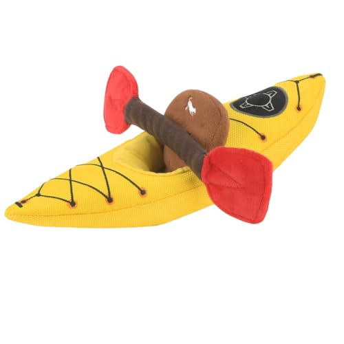 P.L.A.Y. Cute Plush Dog Toys - Camping, Outdoor Themed Durable Squeaker Chew Toy, Great for Puppies & Small, Medium, Large Dogs - Machine Washable, Recycled Materials (Camp Corbin K9 Kayak)