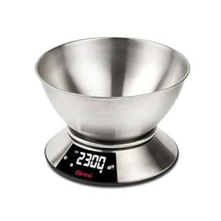 Girmi PS86 Bilancia da Cucina, Grande ciotola 2 L, Corpo e Ciotola INOX, Grande Display 58 x 30 mm, Misurazione 1gr/5Kg, Funzione Tara