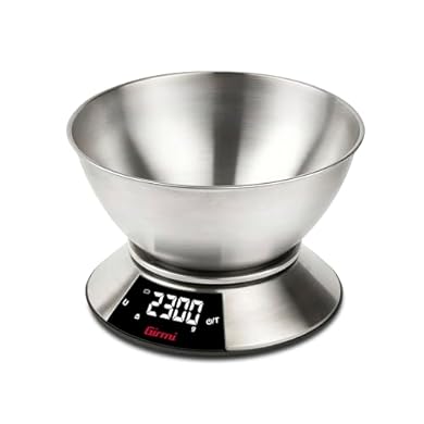 Foto di Girmi PS86 Bilancia da Cucina, Grande ciotola 2 L, Corpo e Ciotola INOX, Grande Display 58 x 30 mm, Misurazione 1gr/5Kg, Funzione Tara