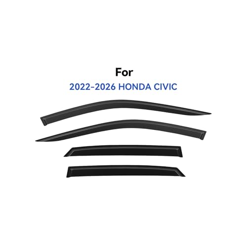 Image of Window Visors Rain Guards for 2022 2023 2024 2025 2026 Honda Civic, Out-Channel Window Vent Wind Deflectors Visors Shades for 22 23 24 25 26 Civic, for Sedan ONLY